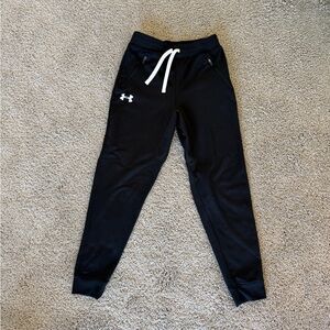 Under Armour Kids Black Sweatpants with White Drawstring